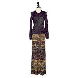 Vintage 1990s Jean-Paul Gaultier classique wool blend graffiti print maxi skirt